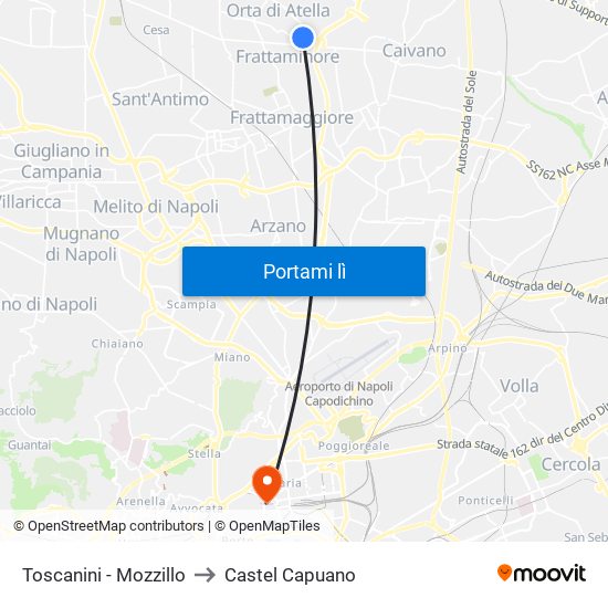 Toscanini - Mozzillo to Castel Capuano map