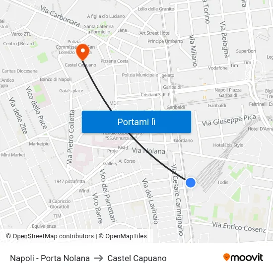 Napoli - Porta Nolana to Castel Capuano map