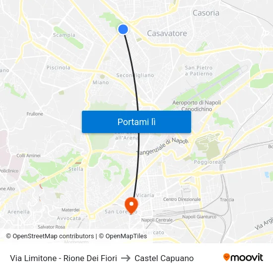 Via Limitone - Rione Dei Fiori to Castel Capuano map