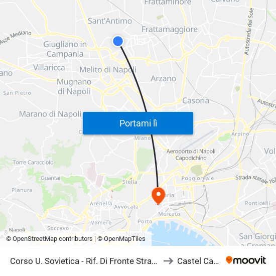 Corso U. Sovietica - Rif. Di Fronte Strada Via Romania to Castel Capuano map