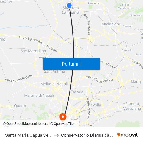 Santa Maria Capua Vetere (Provvisoria) to Conservatorio Di Musica San Pietro A Majella map