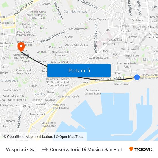 Vespucci - Garibaldi to Conservatorio Di Musica San Pietro A Majella map