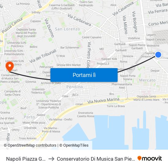 Napoli Piazza Garibaldi to Conservatorio Di Musica San Pietro A Majella map