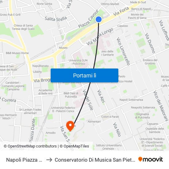 Napoli Piazza Cavour to Conservatorio Di Musica San Pietro A Majella map