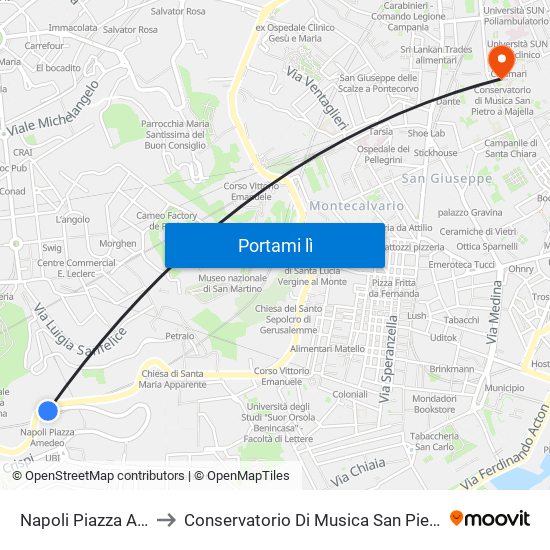 Napoli Piazza Amedeo to Conservatorio Di Musica San Pietro A Majella map