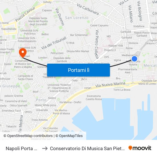 Napoli Porta Nolana to Conservatorio Di Musica San Pietro A Majella map