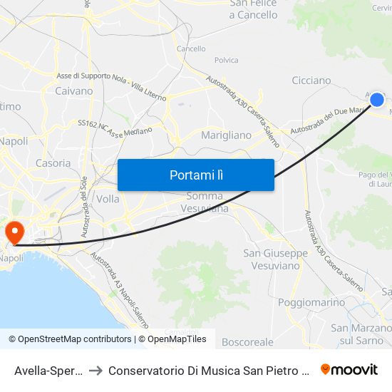 Avella-Sperone to Conservatorio Di Musica San Pietro A Majella map