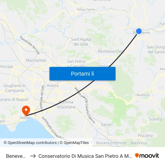 Benevento to Conservatorio Di Musica San Pietro A Majella map