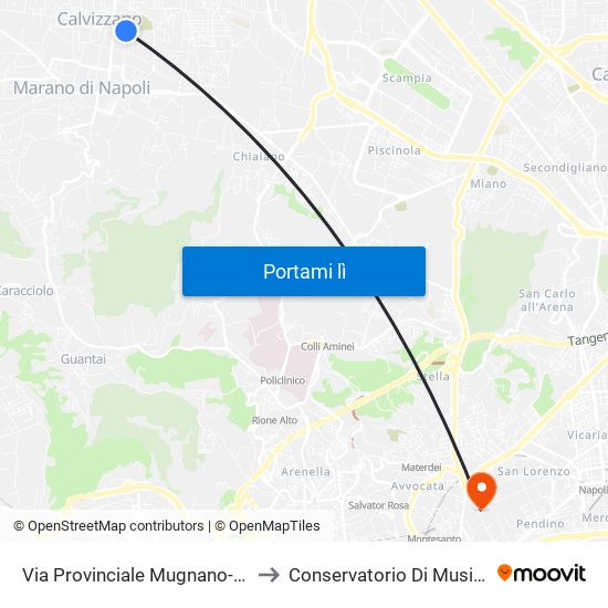 Via Provinciale Mugnano-C - Rif. Ex Stazione Alifana to Conservatorio Di Musica San Pietro A Majella map