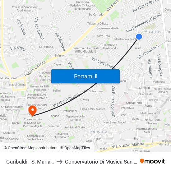 Garibaldi - S. Maria Della Fede to Conservatorio Di Musica San Pietro A Majella map