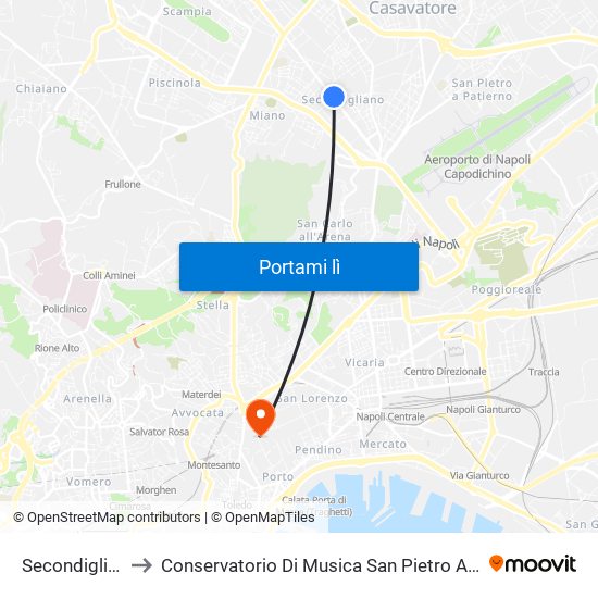 Secondigliano to Conservatorio Di Musica San Pietro A Majella map