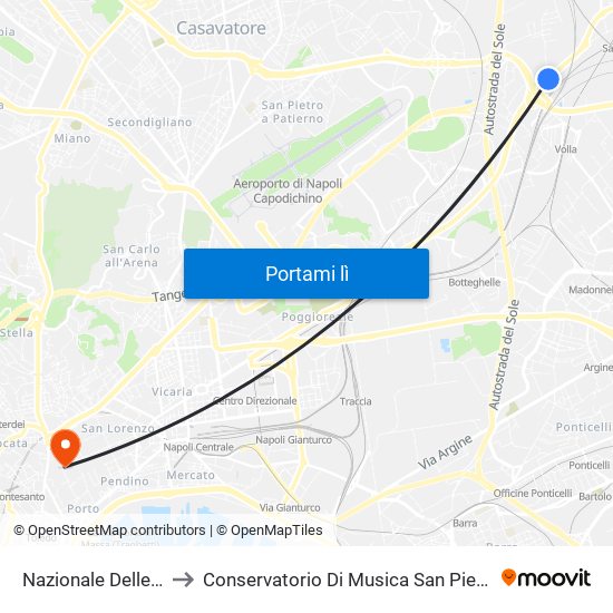 Nazionale Delle Puglie to Conservatorio Di Musica San Pietro A Majella map