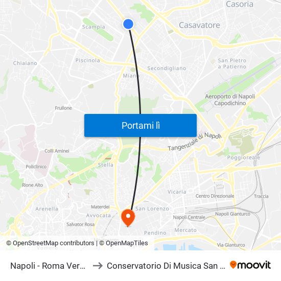 Napoli - Roma Verso Scampia to Conservatorio Di Musica San Pietro A Majella map