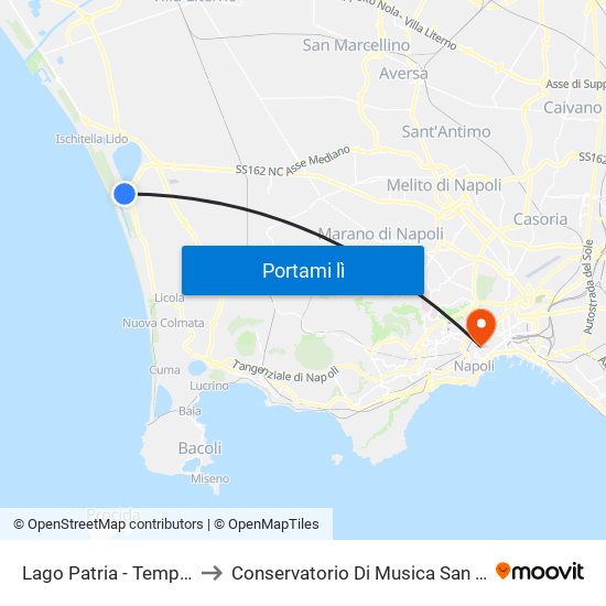 Lago Patria - Tempio Scipione to Conservatorio Di Musica San Pietro A Majella map