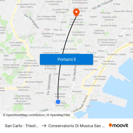 San Carlo - Trieste E Trento to Conservatorio Di Musica San Pietro A Majella map
