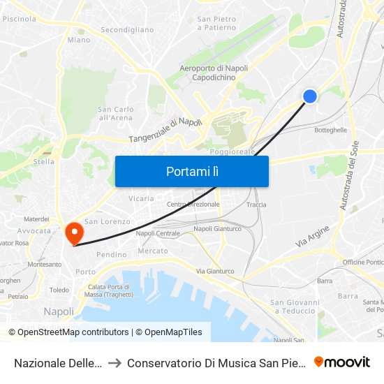 Nazionale Delle Puglie to Conservatorio Di Musica San Pietro A Majella map