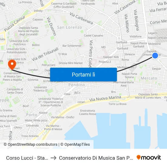 Corso Lucci - Stazione FS to Conservatorio Di Musica San Pietro A Majella map