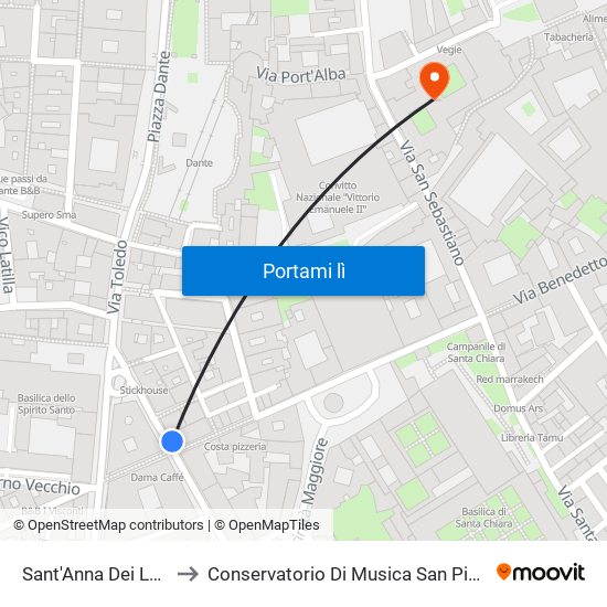 Sant'Anna Dei Lombardi to Conservatorio Di Musica San Pietro A Majella map