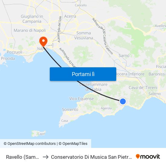 Ravello (Sambuco) to Conservatorio Di Musica San Pietro A Majella map