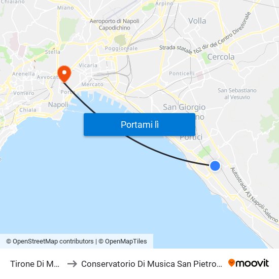 Tirone Di Moccia to Conservatorio Di Musica San Pietro A Majella map