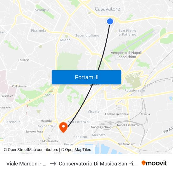 Viale Marconi - Civ. 120 to Conservatorio Di Musica San Pietro A Majella map