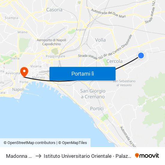 Madonna Dell'Arco to Istituto Universitario Orientale - Palazzo Saluzzo Di Corigliano map