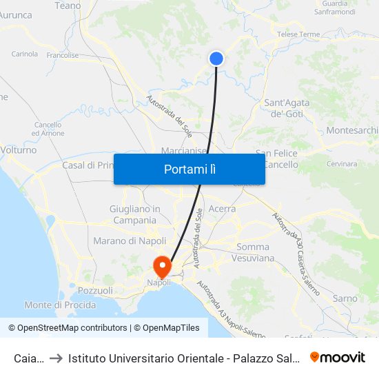 Caiazzo to Istituto Universitario Orientale - Palazzo Saluzzo Di Corigliano map