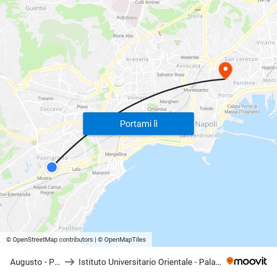 Augusto - Politecnico to Istituto Universitario Orientale - Palazzo Saluzzo Di Corigliano map