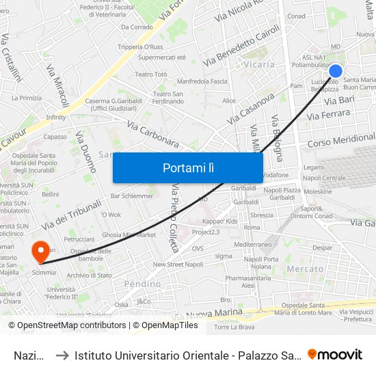 Nazionale to Istituto Universitario Orientale - Palazzo Saluzzo Di Corigliano map