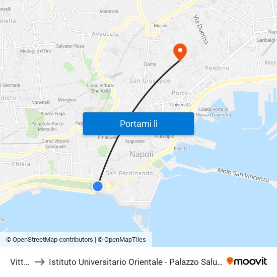 Vittoria to Istituto Universitario Orientale - Palazzo Saluzzo Di Corigliano map