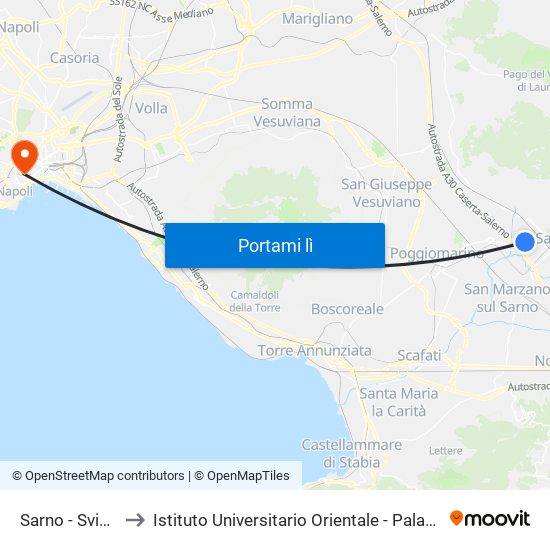 Sarno - Svincolo A30 to Istituto Universitario Orientale - Palazzo Saluzzo Di Corigliano map