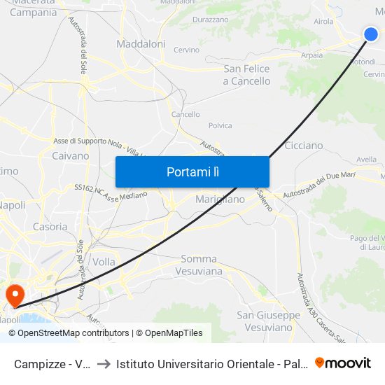 Campizze - Via Sepalone to Istituto Universitario Orientale - Palazzo Saluzzo Di Corigliano map