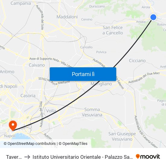 Tavernola to Istituto Universitario Orientale - Palazzo Saluzzo Di Corigliano map