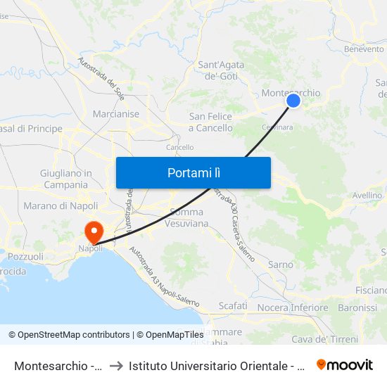 Montesarchio - Via Benevento to Istituto Universitario Orientale - Palazzo Saluzzo Di Corigliano map
