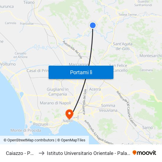 Caiazzo - Porta Vetere to Istituto Universitario Orientale - Palazzo Saluzzo Di Corigliano map