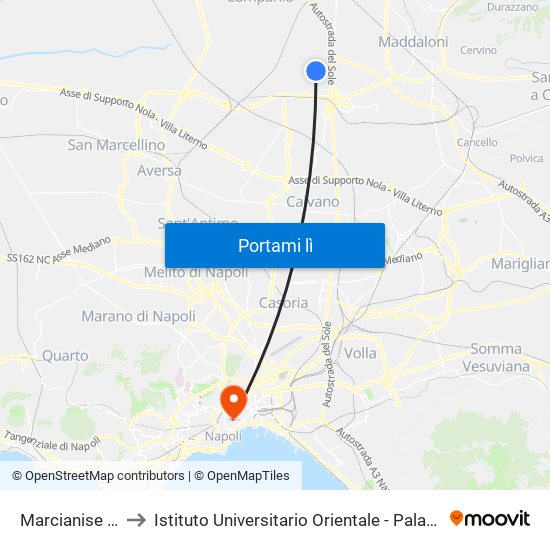 Marcianise Ospedale to Istituto Universitario Orientale - Palazzo Saluzzo Di Corigliano map