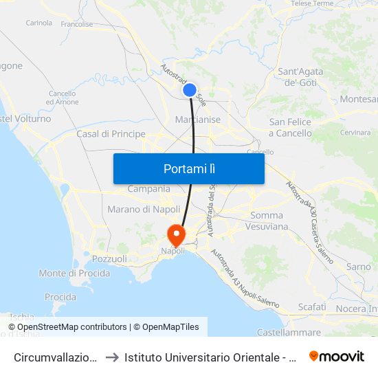 Circumvallazione - Pontesano to Istituto Universitario Orientale - Palazzo Saluzzo Di Corigliano map