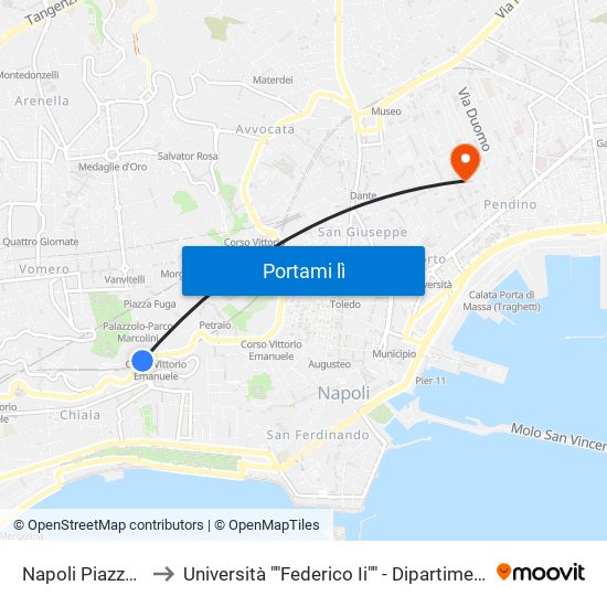 Napoli Piazza Amedeo to Università ""Federico Ii"" - Dipartimento Di Scienze Sociali map