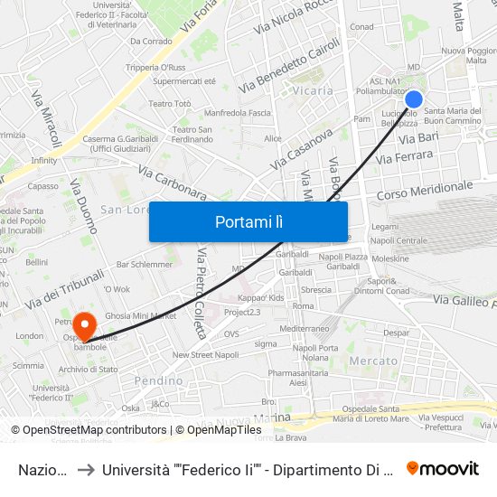 Nazionale to Università ""Federico Ii"" - Dipartimento Di Scienze Sociali map