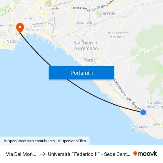 Via Dei Monaci to Università ""Federico Ii"" - Sede Centrale map