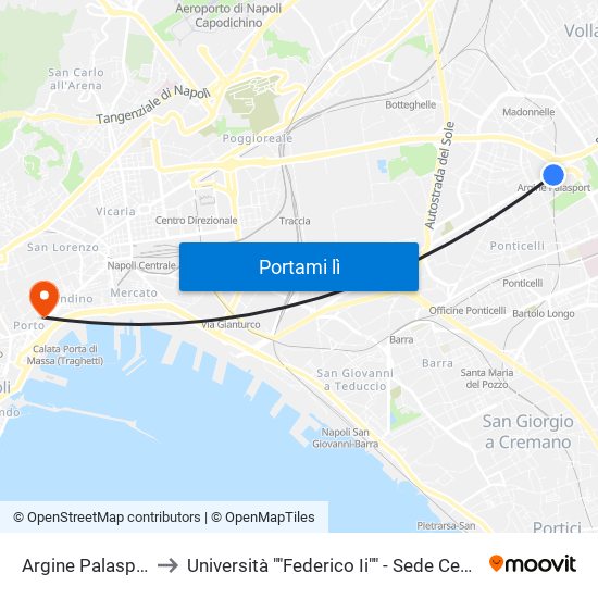 Argine Palasport to Università ""Federico Ii"" - Sede Centrale map