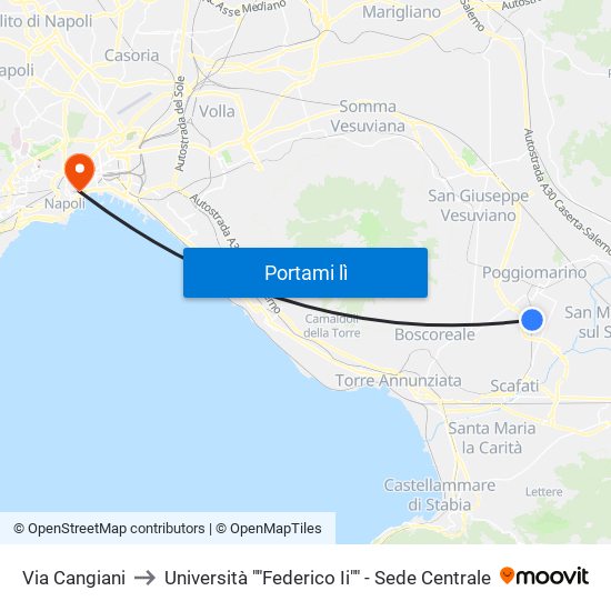 Via Cangiani to Università ""Federico Ii"" - Sede Centrale map