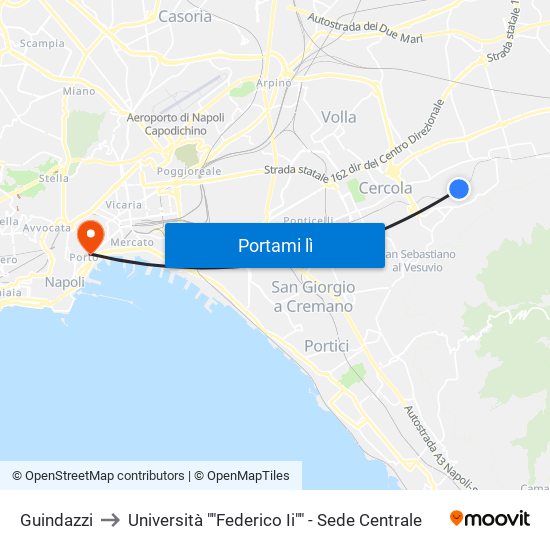 Guindazzi to Università ""Federico Ii"" - Sede Centrale map