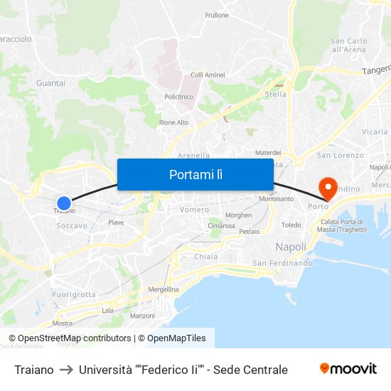 Traiano to Università ""Federico Ii"" - Sede Centrale map