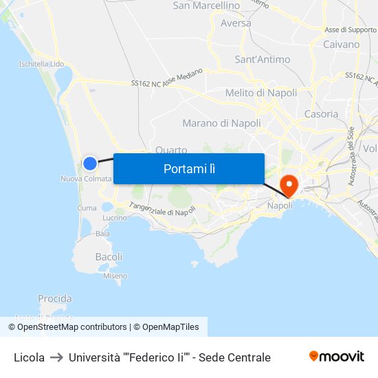 Licola to Università ""Federico Ii"" - Sede Centrale map