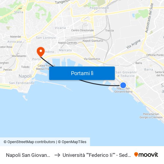 Napoli San Giovanni-Barra to Università ""Federico Ii"" - Sede Centrale map
