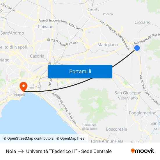 Nola to Università ""Federico Ii"" - Sede Centrale map