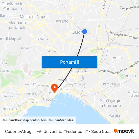 Casoria-Afragola to Università ""Federico Ii"" - Sede Centrale map