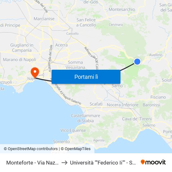 Monteforte - Via Nazionale, 80 to Università ""Federico Ii"" - Sede Centrale map