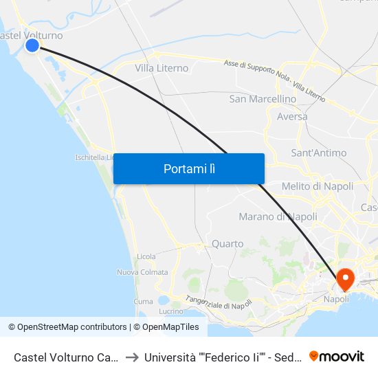 Castel Volturno Capolinea to Università ""Federico Ii"" - Sede Centrale map